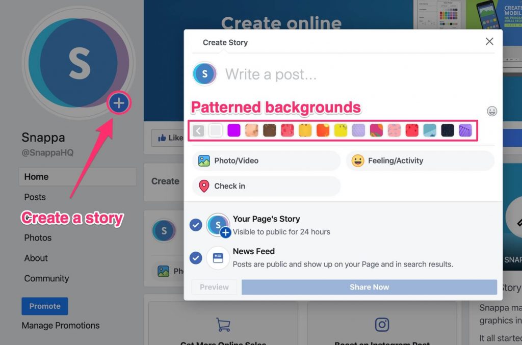 facebook story layout
