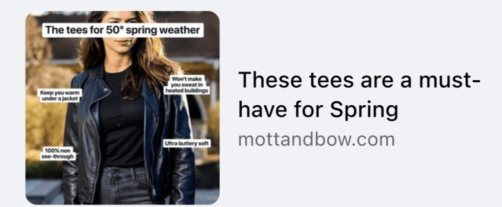 mott and bow facebook ad example