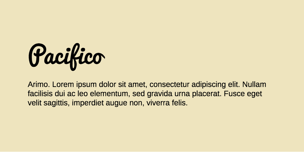Pacifico & Arimo font combination