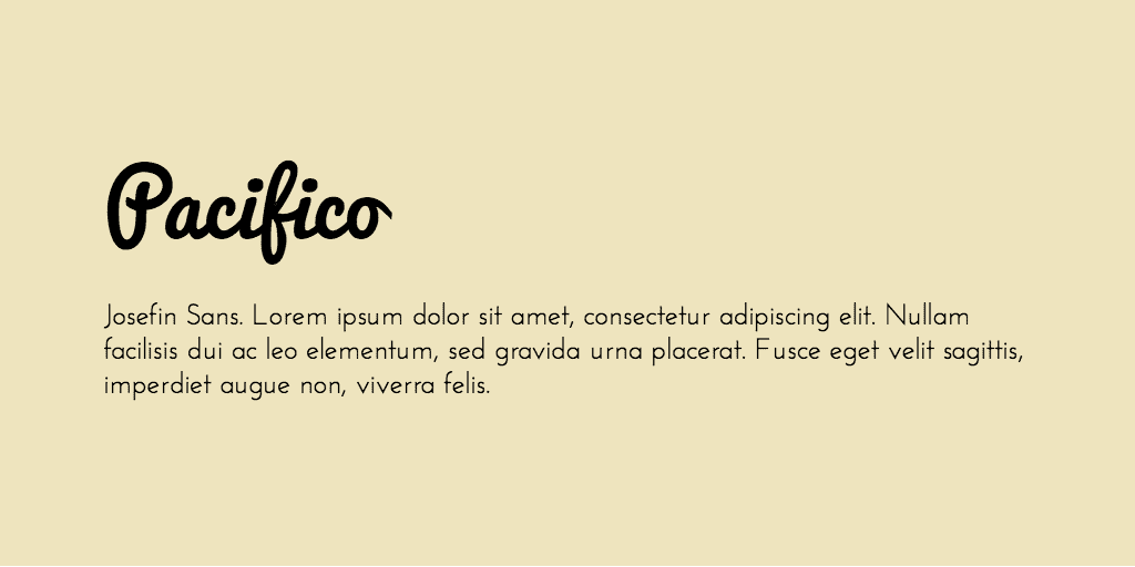 Pacifico & Josefin Sans font combination