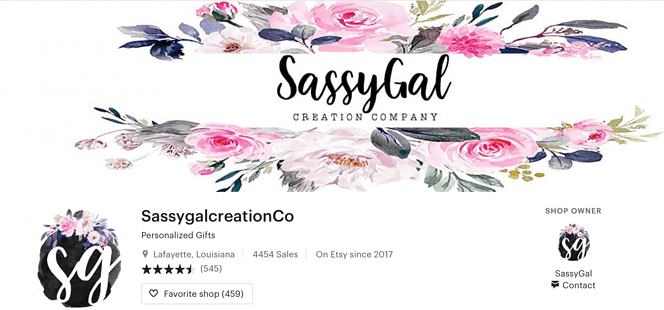 sassygal etsy banner on profile