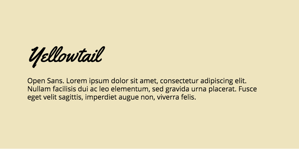 Yellowtail & Open Sans font combination